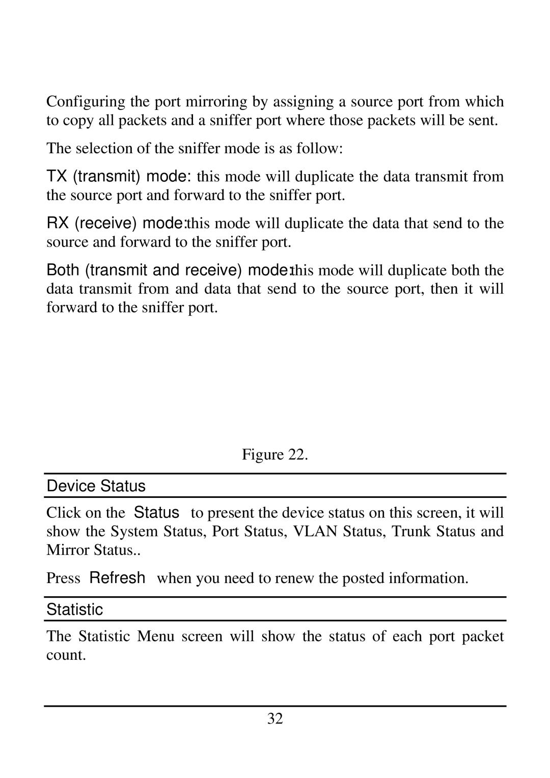 TRENDnet 2410/100BASE-TX, 21000BASE-T manual Statistic 