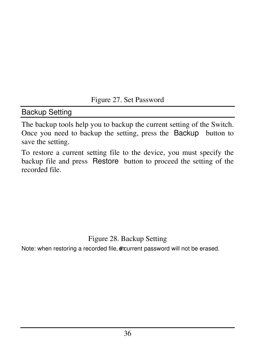 TRENDnet 2410/100BASE-TX, 21000BASE-T manual Set Password, Backup Setting 