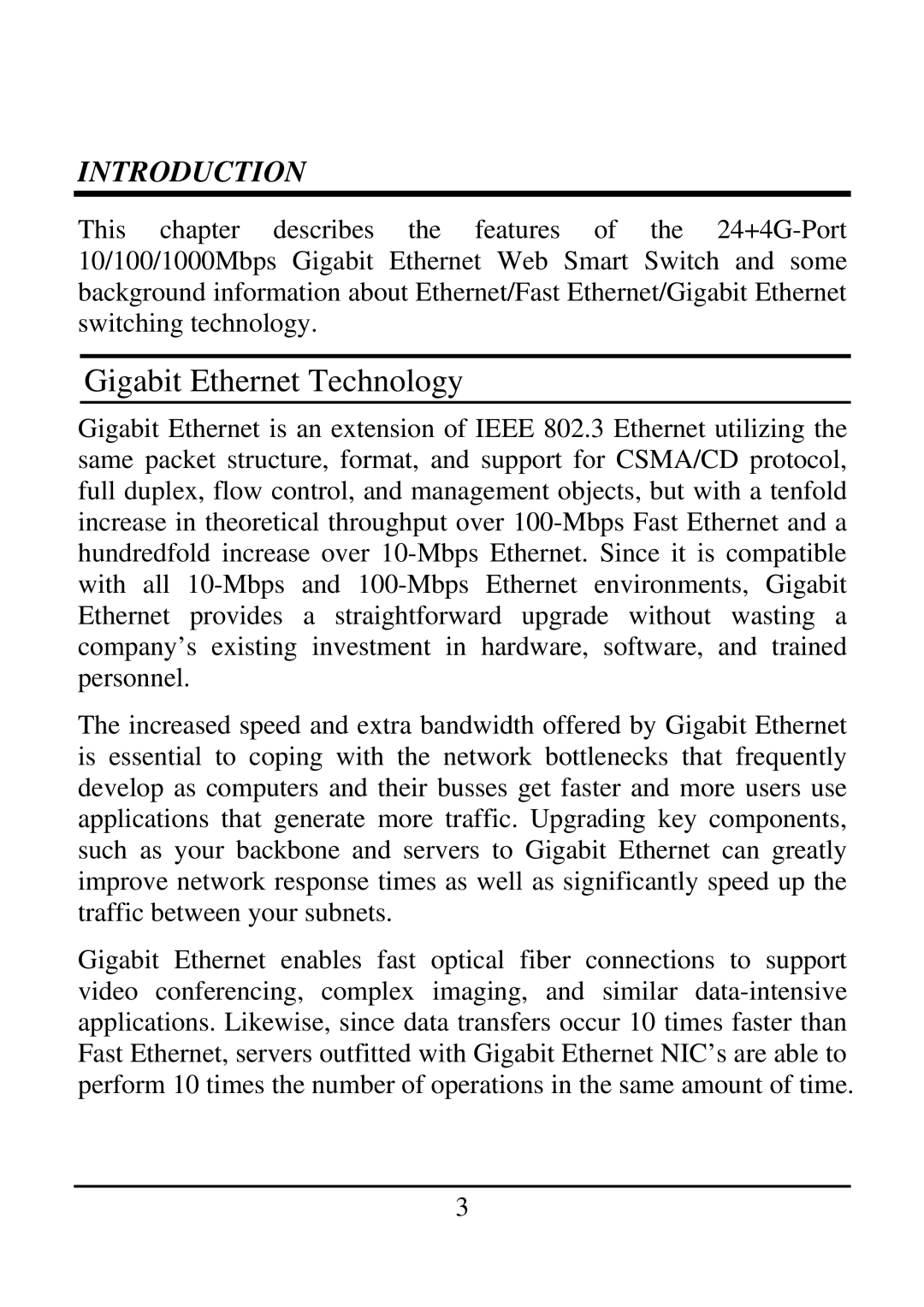 TRENDnet 21000BASE-T, 2410/100BASE-TX manual Gigabit Ethernet Technology, Introduction 