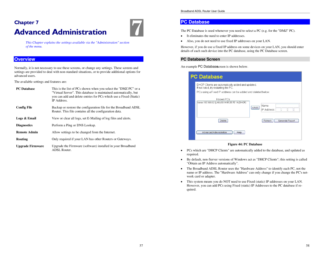 TRENDnet BRM504 manual Advanced Administration, PC Database Screen 