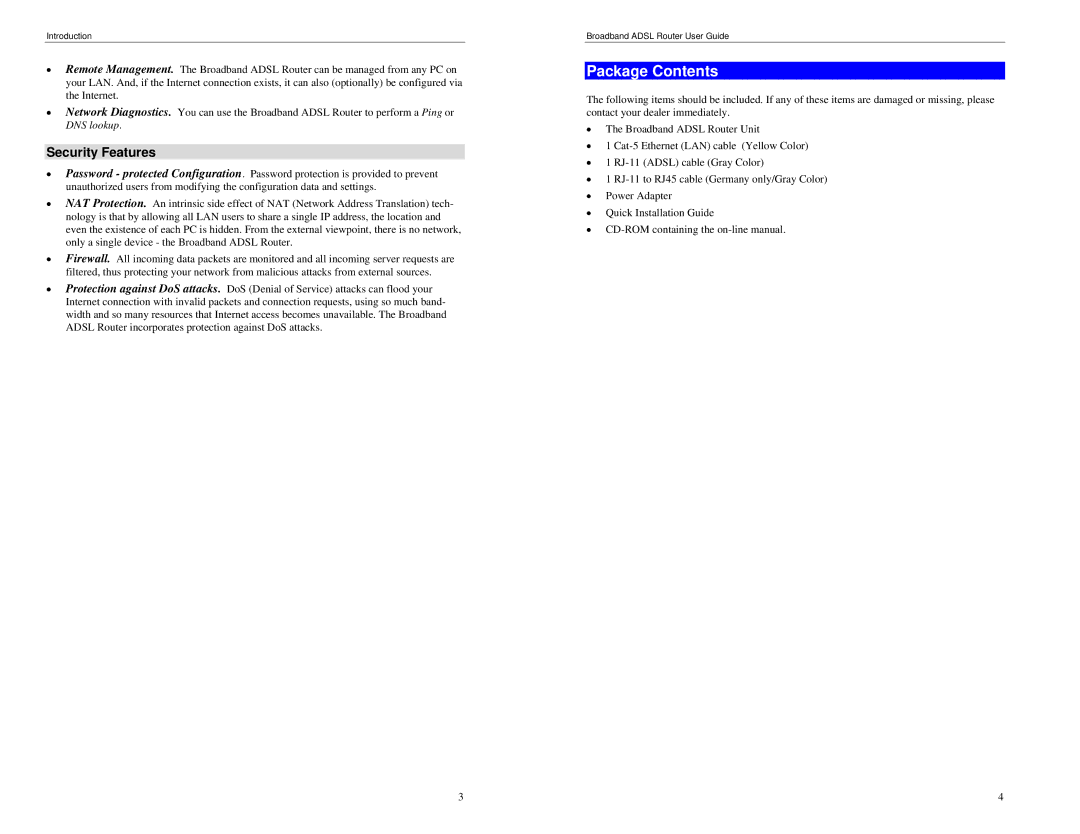 TRENDnet BRM504 manual Package Contents 