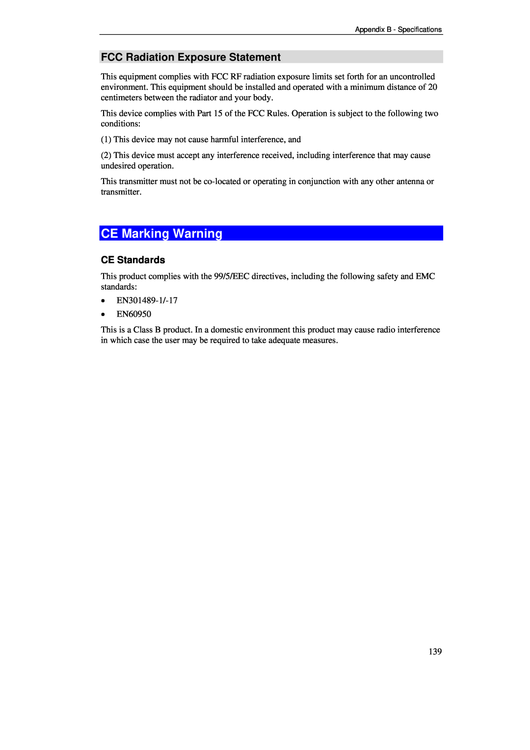 TRENDnet BRV204 manual CE Marking Warning, FCC Radiation Exposure Statement 