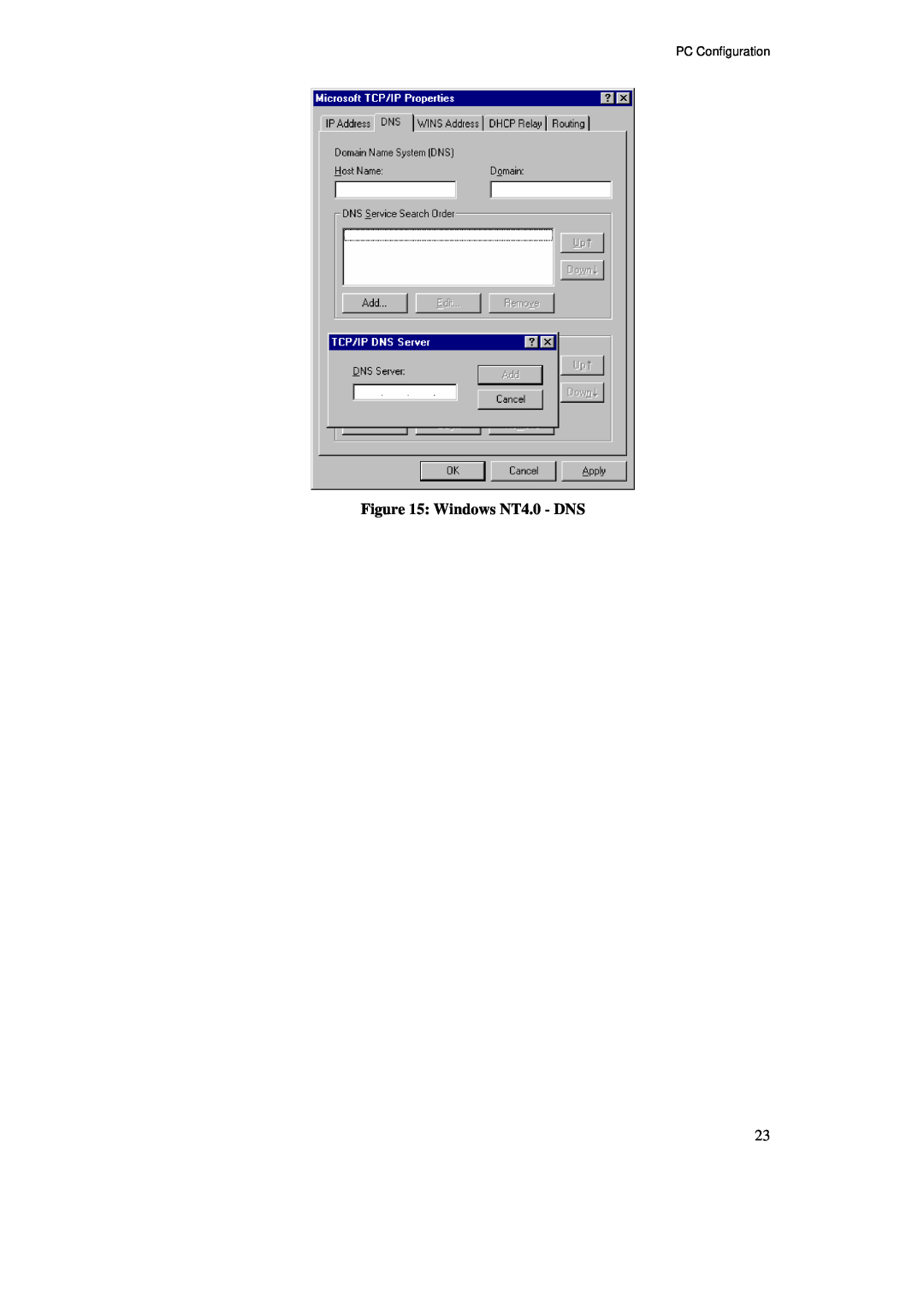 TRENDnet BRV204 manual Windows NT4.0 - DNS, PC Configuration 