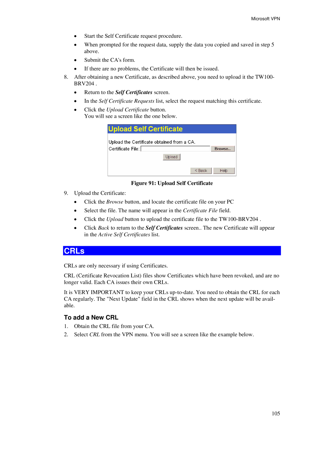 TRENDnet BRV204 manual CRLs, To add a New CRL 