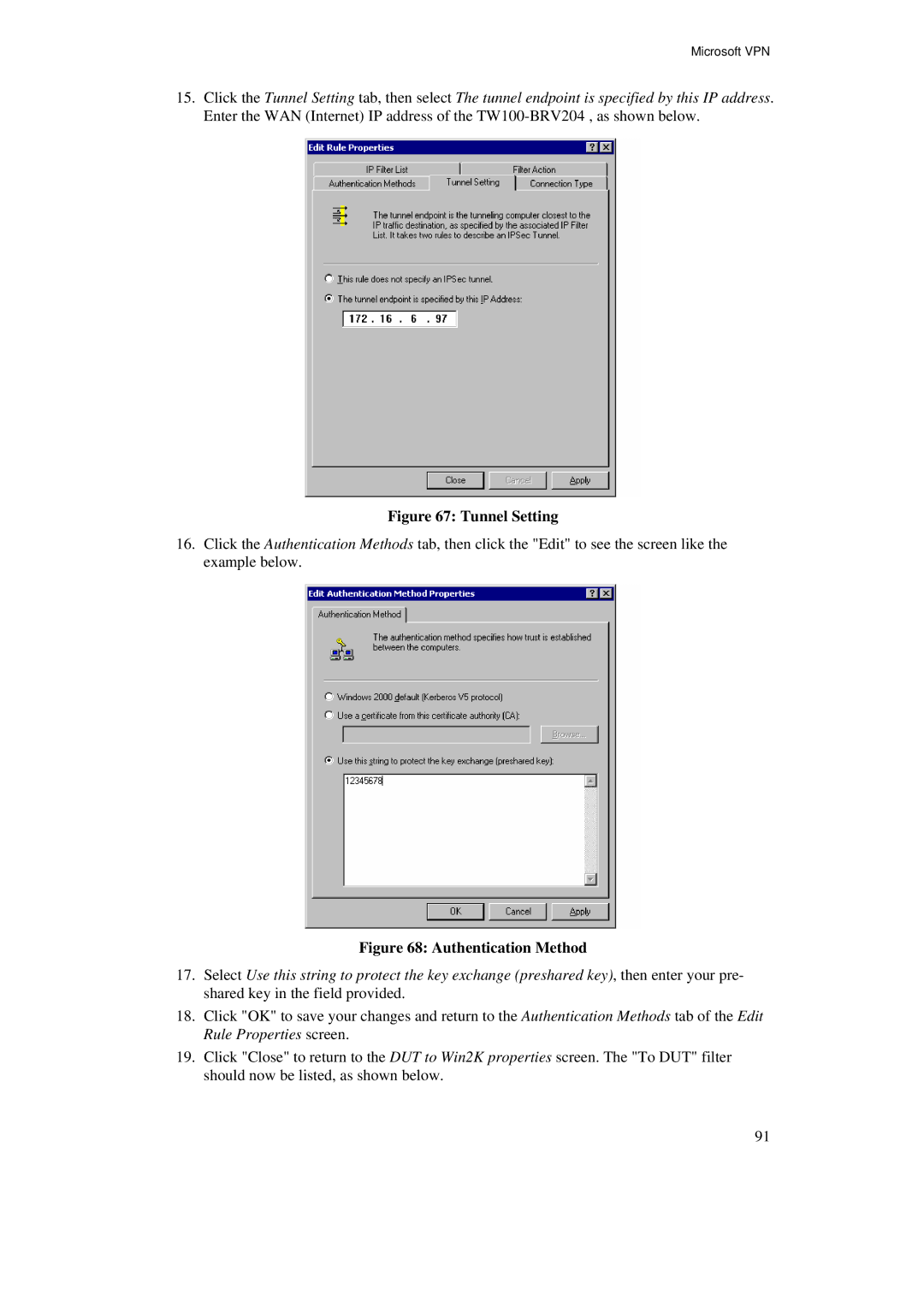 TRENDnet BRV204 manual Tunnel Setting 