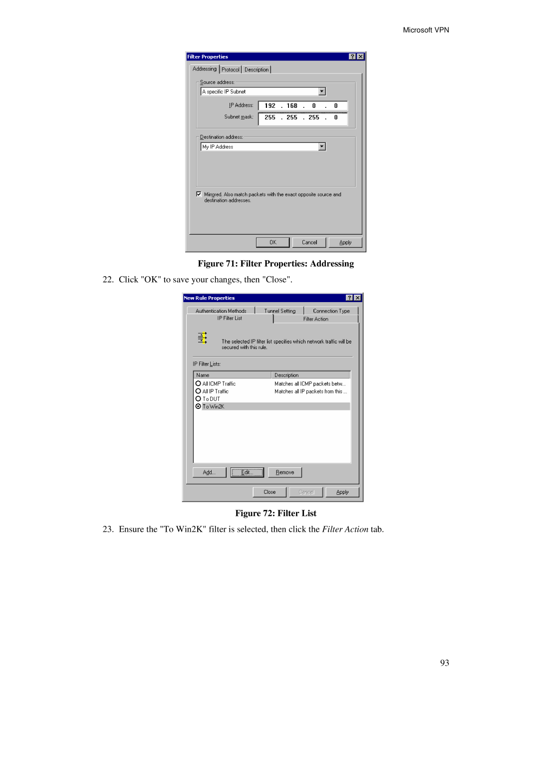 TRENDnet BRV204 manual Filter List 