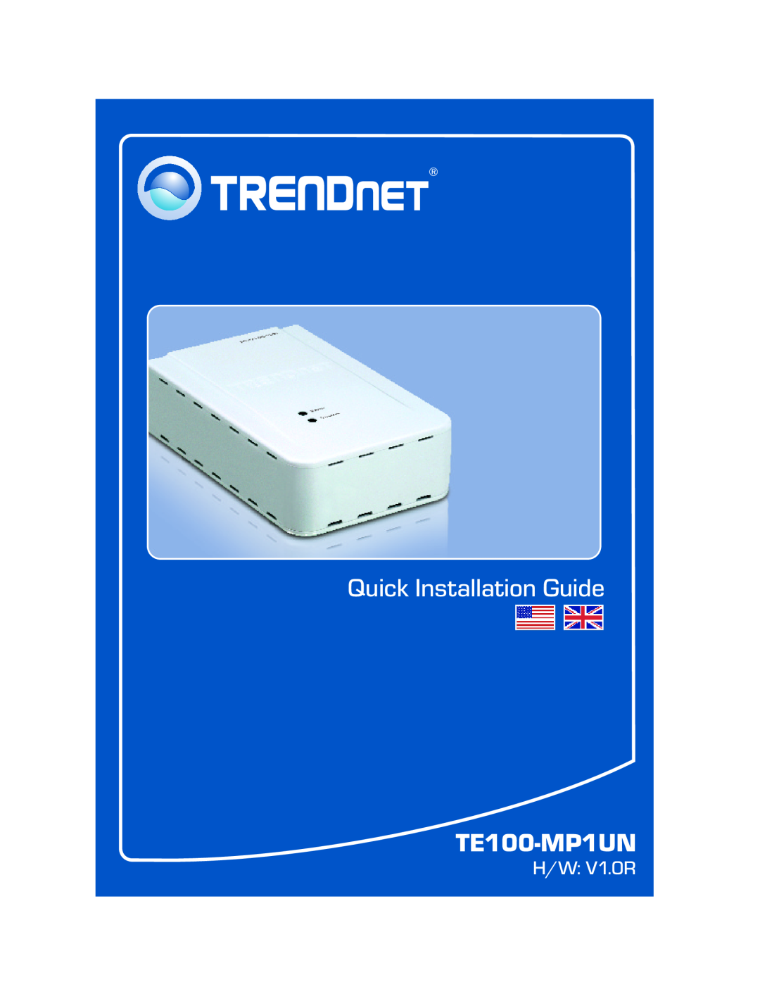 TRENDnet Multi-Function Printer manual Quick Installation Guide, TE100-MP1UN, H/W V1.0R 