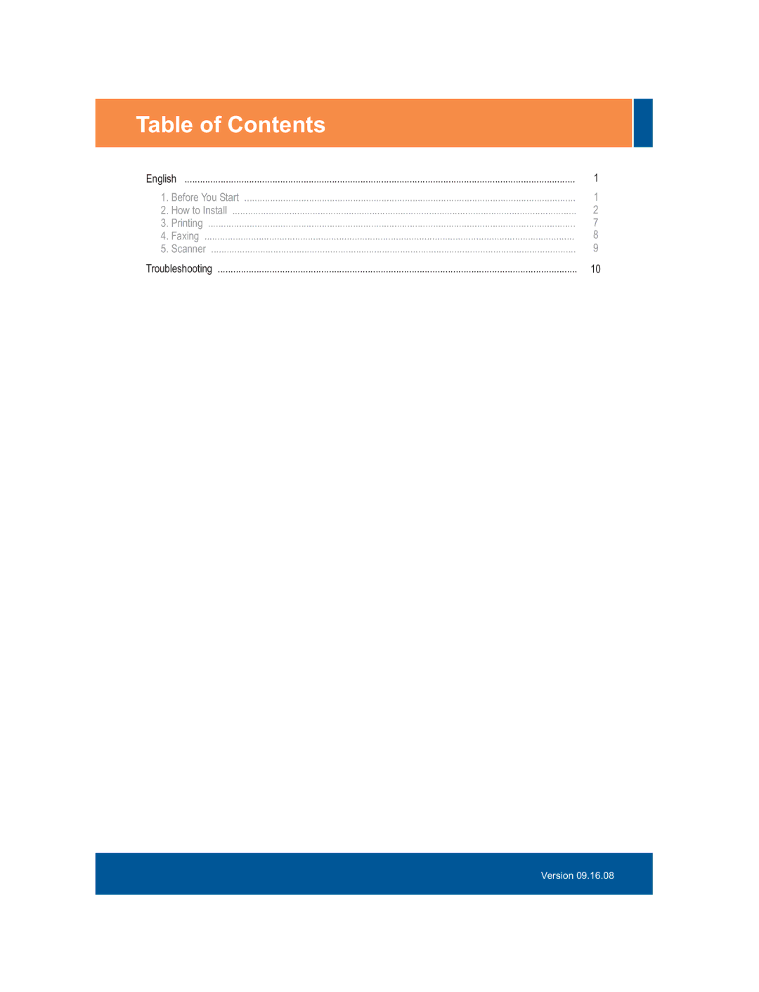 TRENDnet Multi-Function Printer manual Table of Contents 