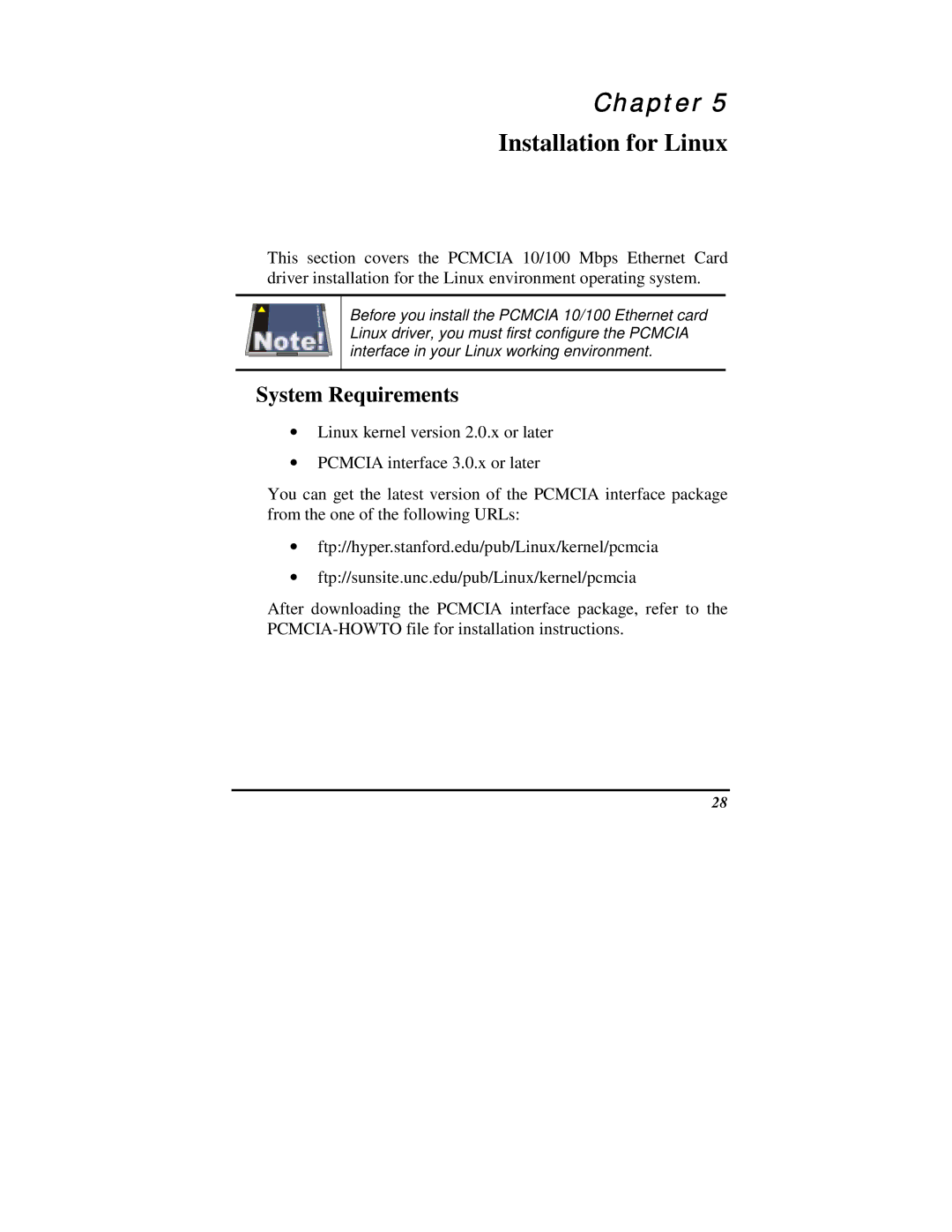 TRENDnet PF-16 PCMCIA user manual Installation for Linux, System Requirements 