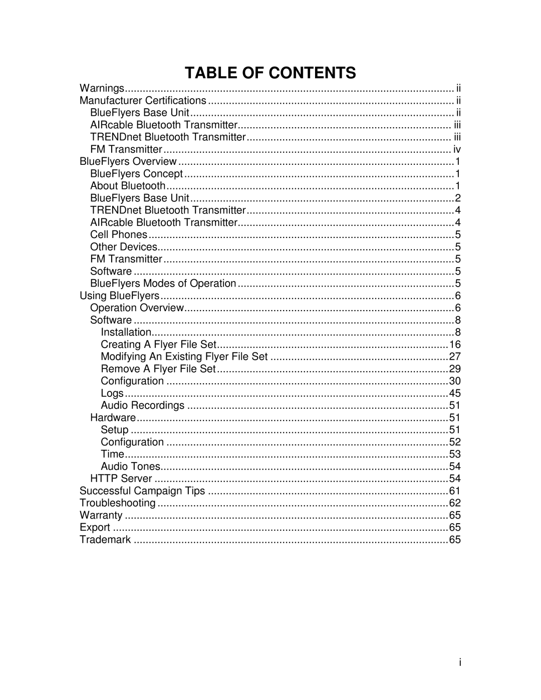 TRENDnet R91007G manual Table of Contents 