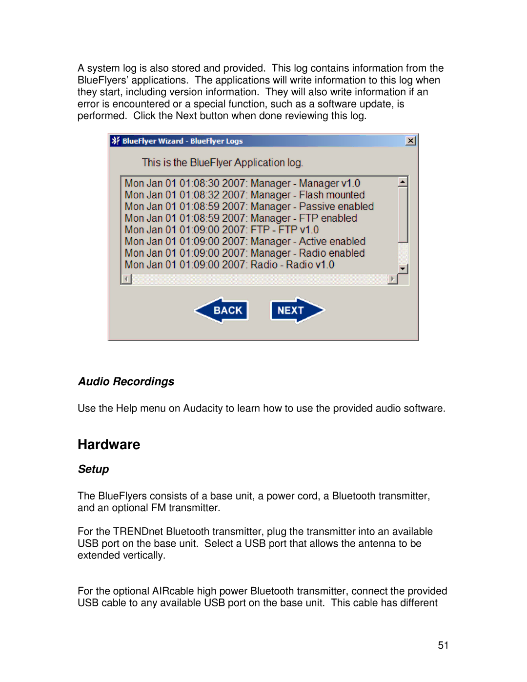 TRENDnet R91007G manual Hardware, Audio Recordings, Setup 