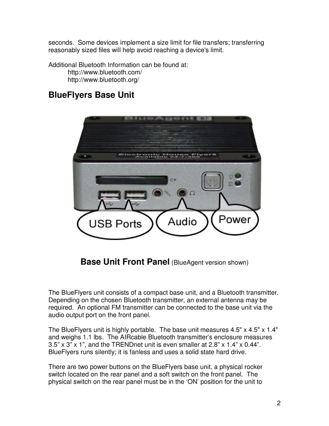 TRENDnet R91007G manual BlueFlyers Base Unit 