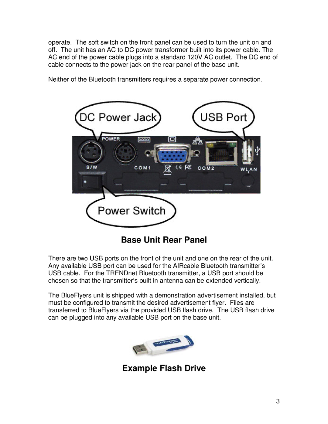 TRENDnet R91007G manual Base Unit Rear Panel, Example Flash Drive 