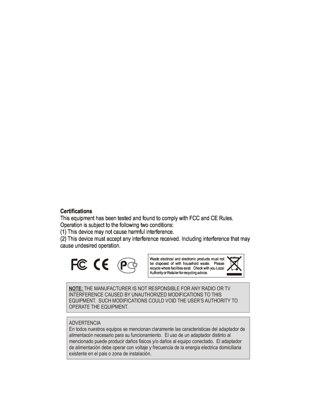 TRENDnet S800i manual Certifications 