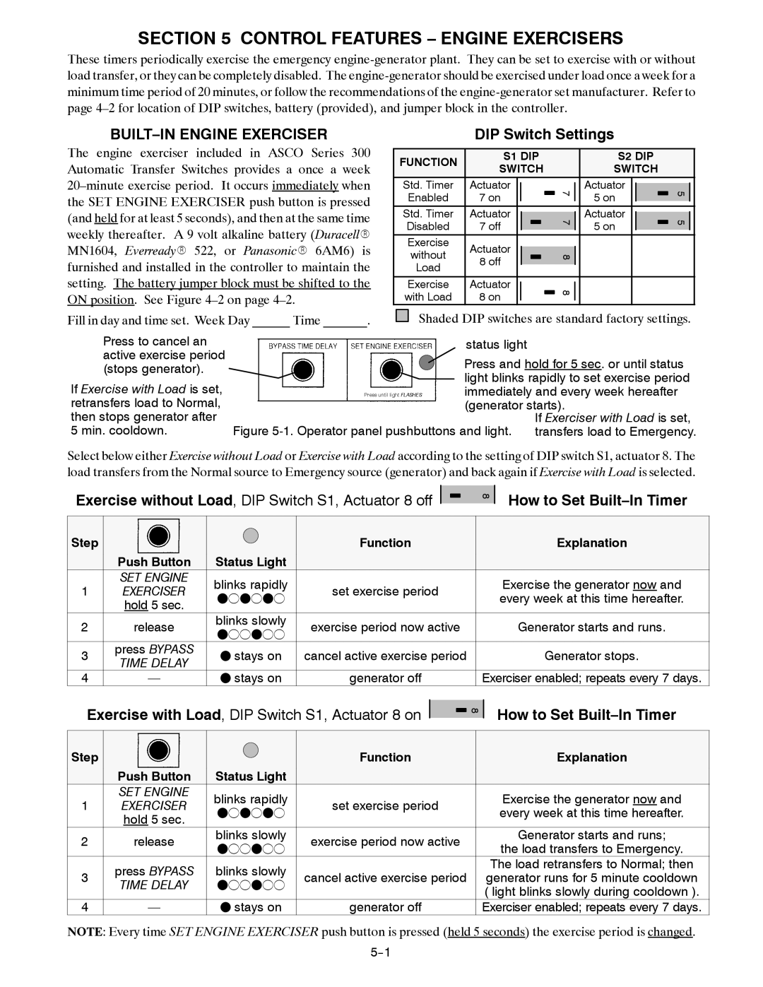 TRENDnet Series 300 manual BUILT-IN Engine Exerciser, DIP Switch Settings, How to Set Built-In Timer 