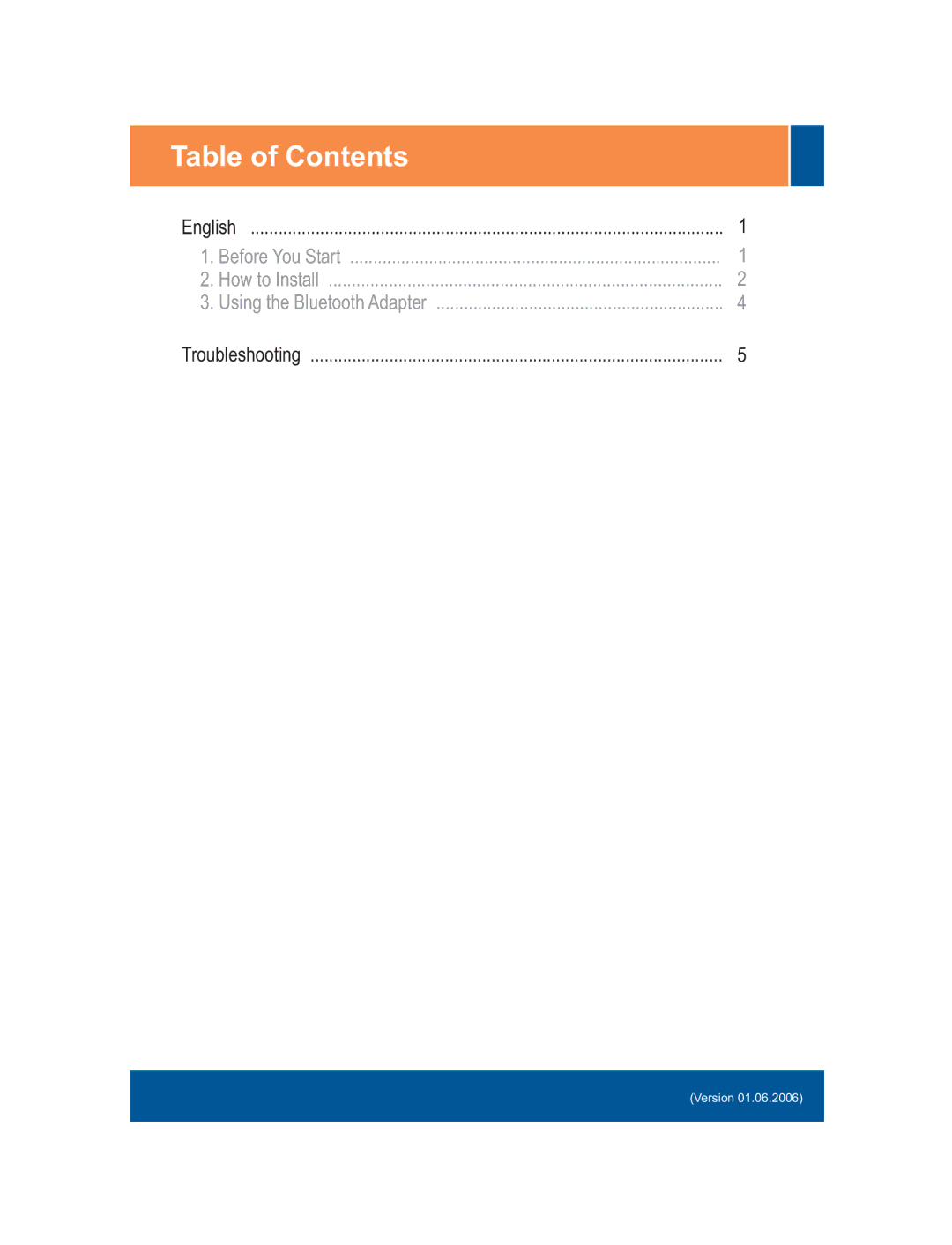 TRENDnet TBW-102UB, TBW-101UB manual Table of Contents 