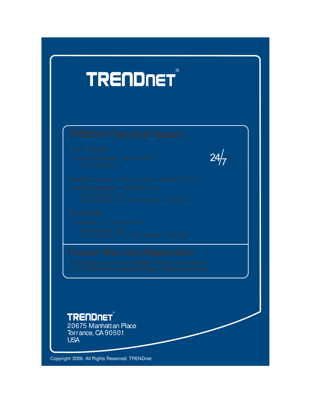 TRENDnet TBW-105UB manual Product Warranty Registration 