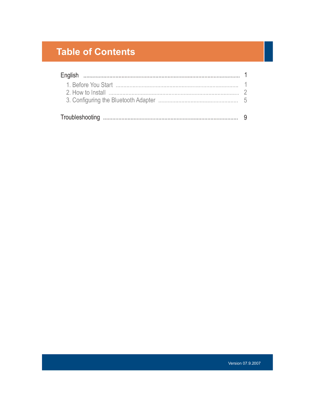 TRENDnet TBW-105UB manual Table of Contents 