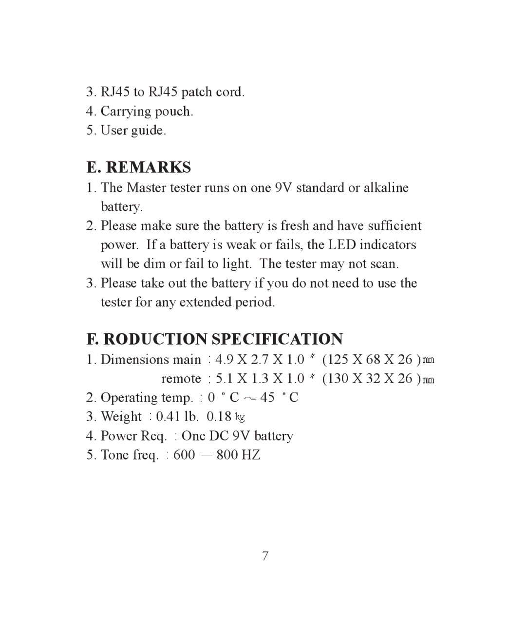 TRENDnet TC-NT2 instruction manual Remarks, Roduction Specification 