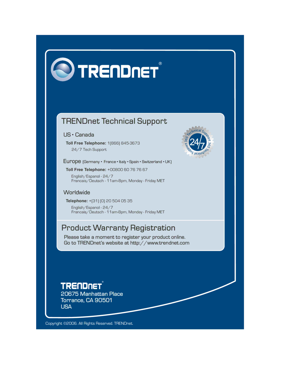 TRENDnet TDM-E400 manual Product Warranty Registration 