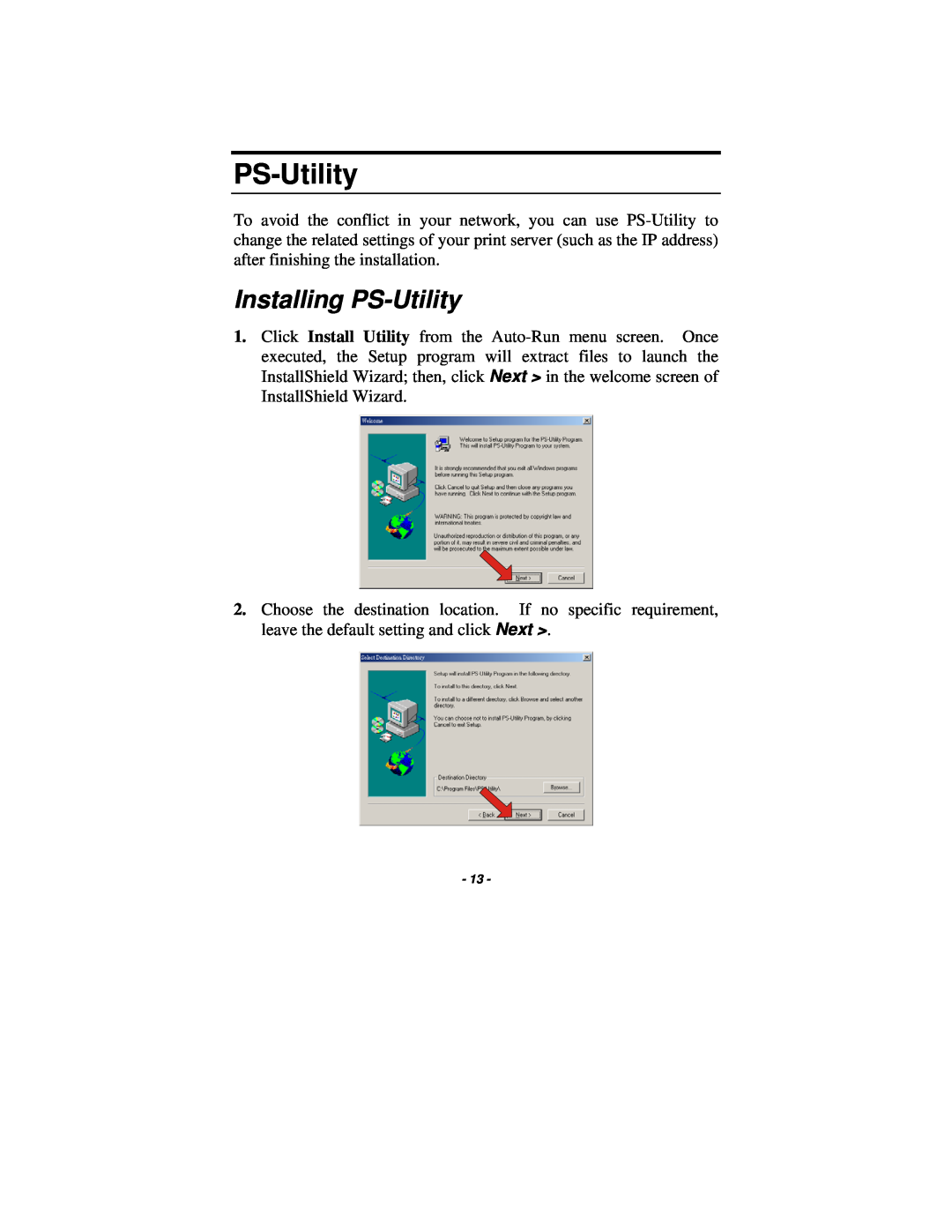 TRENDnet TE100-P1P manual Installing PS-Utility 