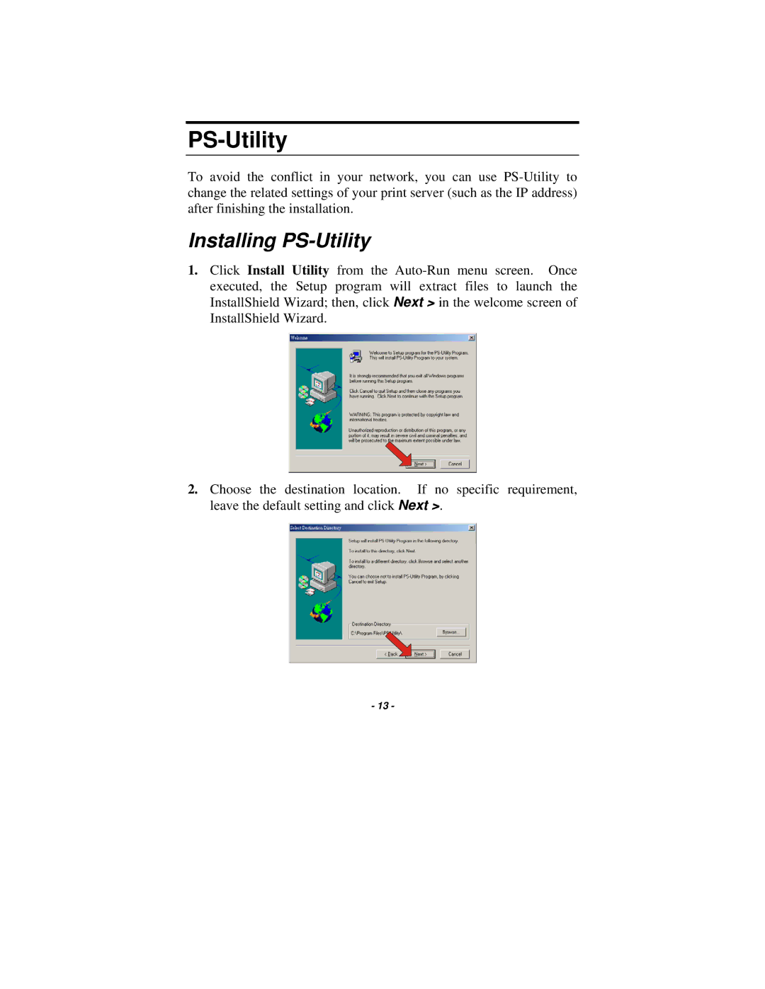 TRENDnet TE100-P1P manual Installing PS-Utility 