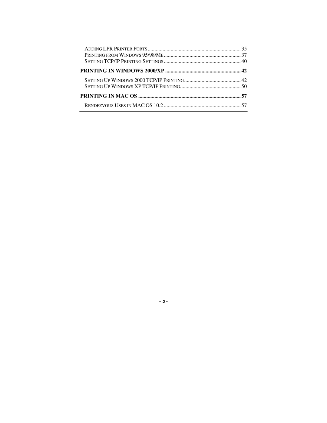 TRENDnet TE100-P1P manual Printing in Windows 2000/XP 