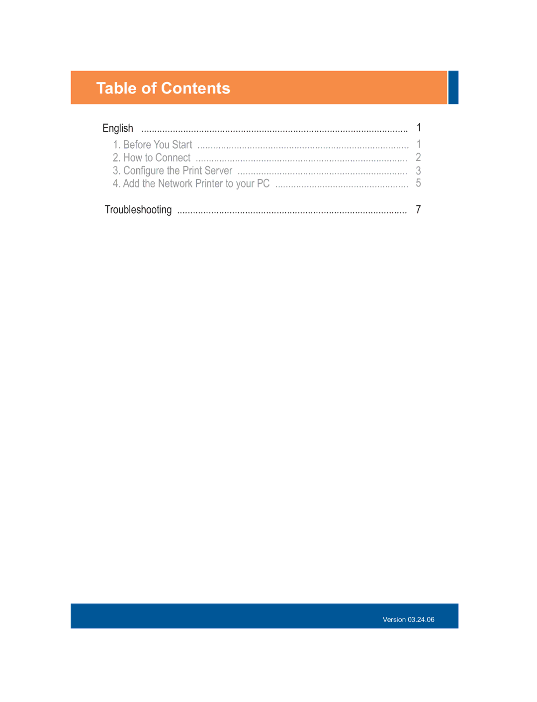 TRENDnet TE100-P1U, Print Server manual Table of Contents 