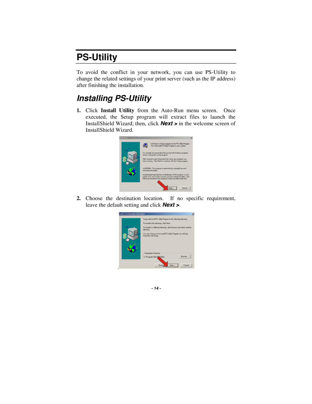 TRENDnet TE100-P1U manual Installing PS-Utility 