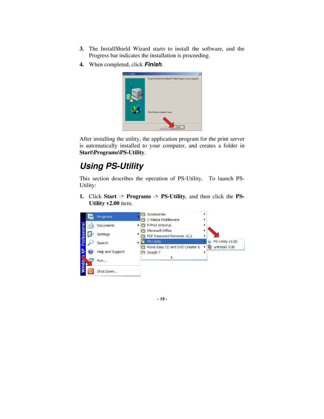 TRENDnet TE100-P1U manual Using PS-Utility 