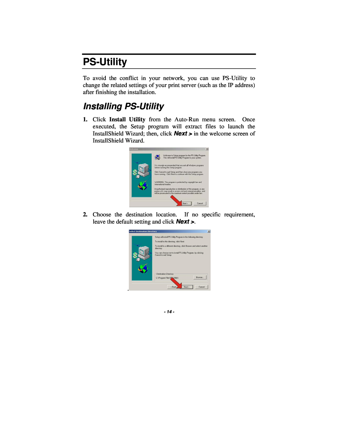 TRENDnet TE100-P1U manual Installing PS-Utility 