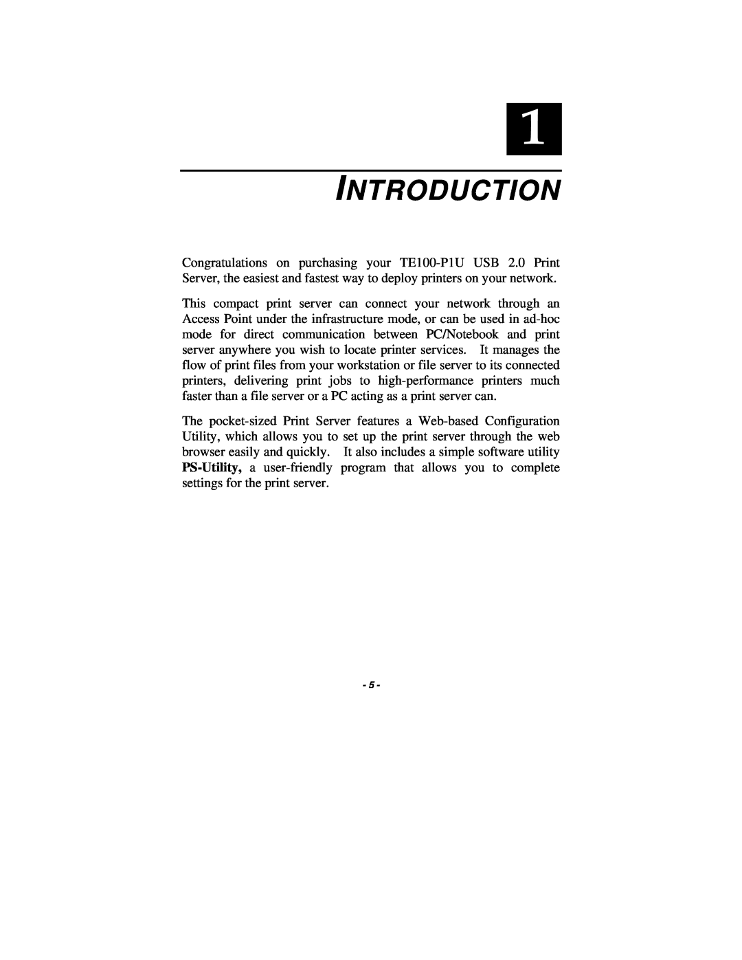 TRENDnet TE100-P1U manual Introduction 