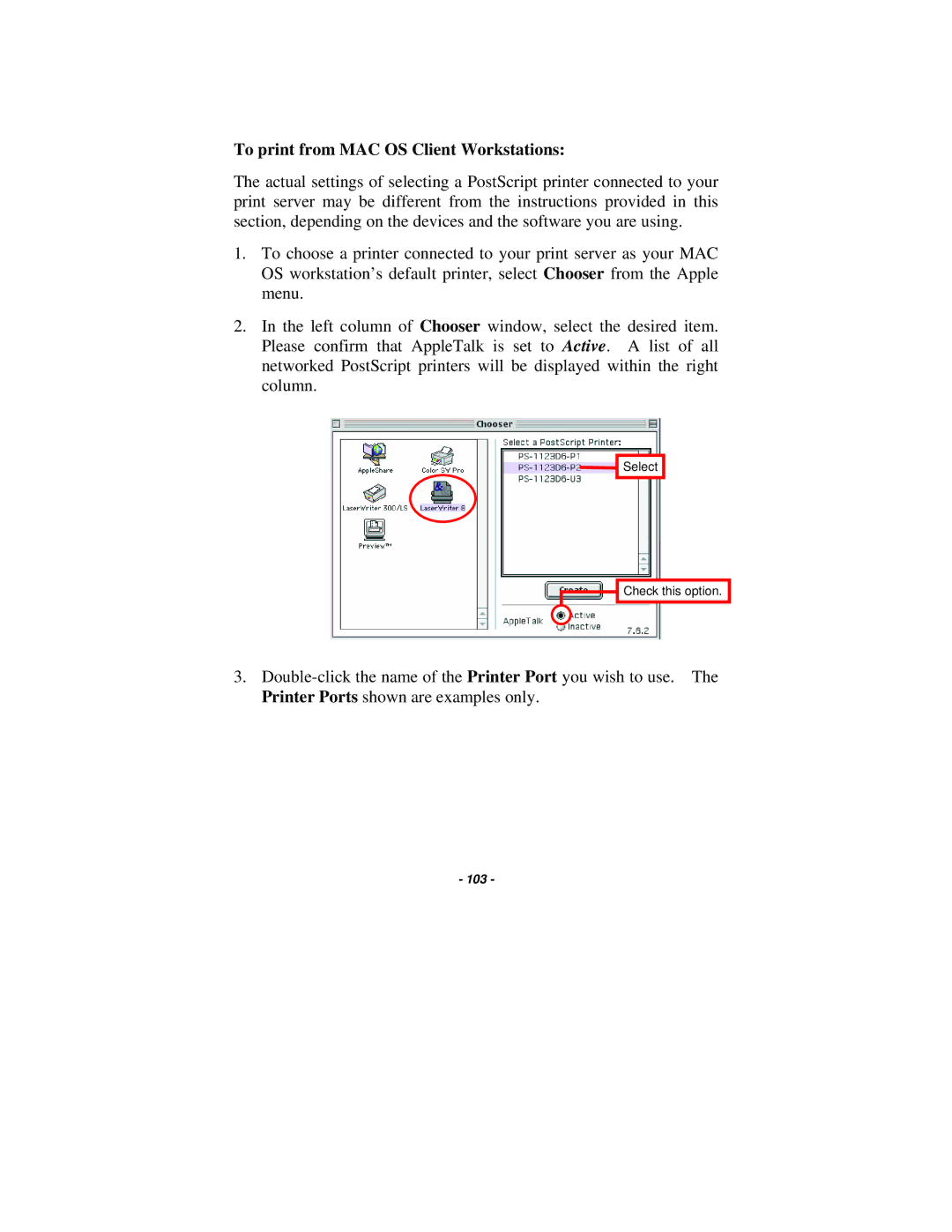 TRENDnet TE100-P21 manual To print from MAC OS Client Workstations 