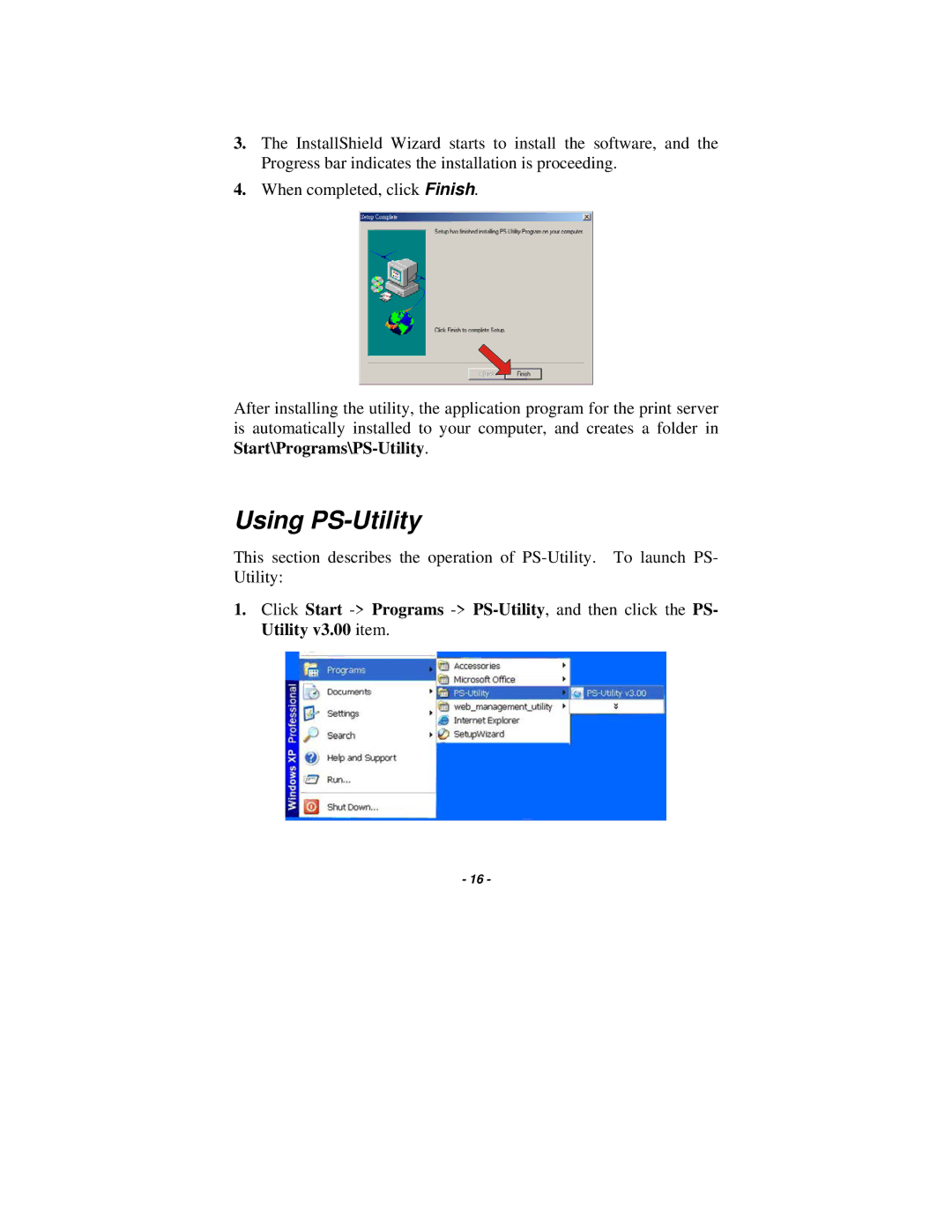 TRENDnet TE100-P21 manual Using PS-Utility 