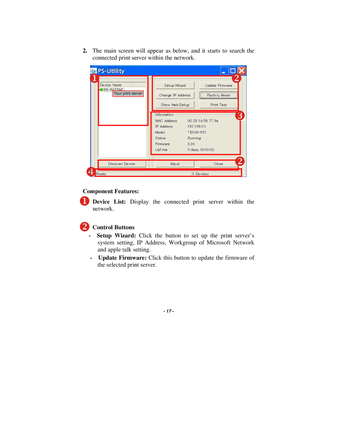 TRENDnet TE100-P21 manual Component Features 