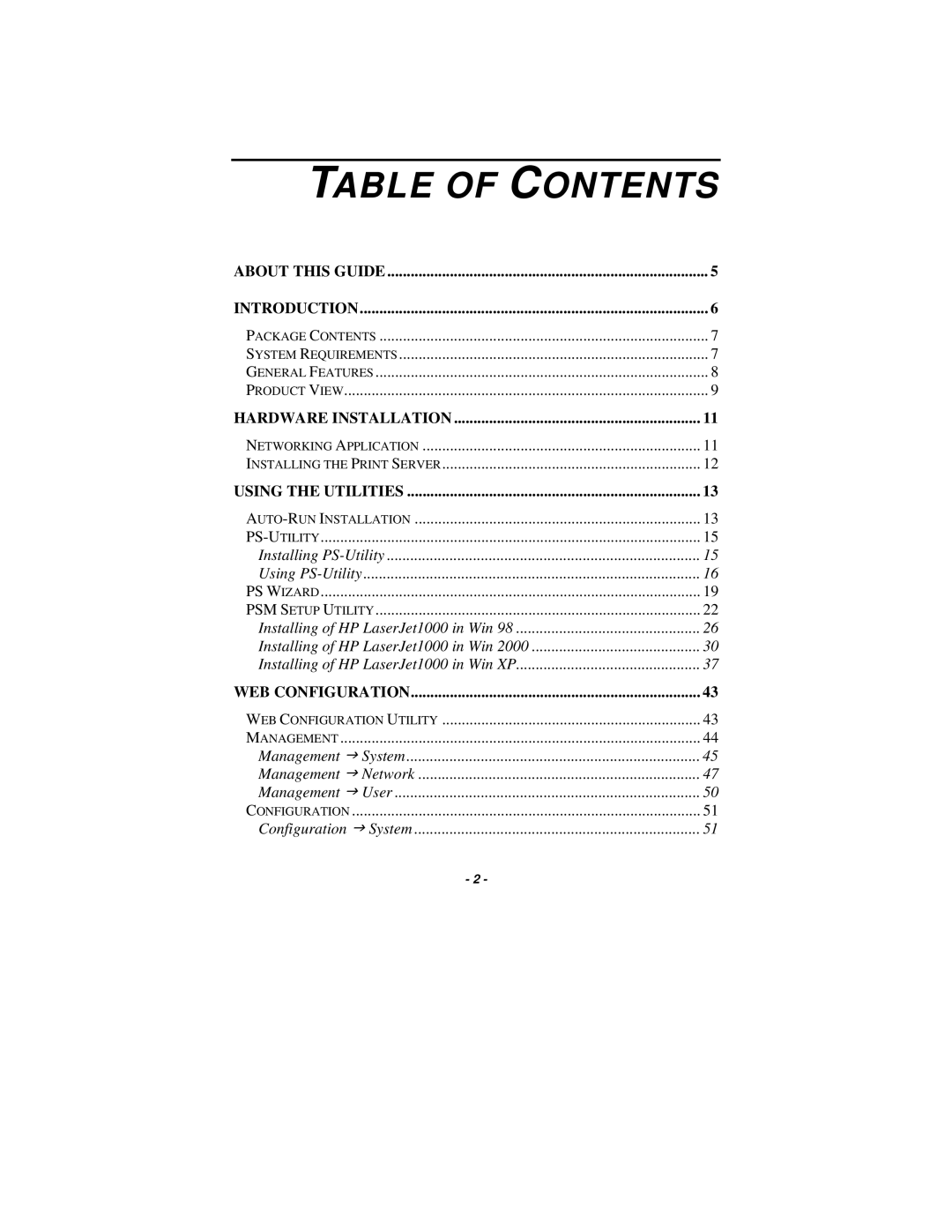 TRENDnet TE100-P21 manual Table of Contents 