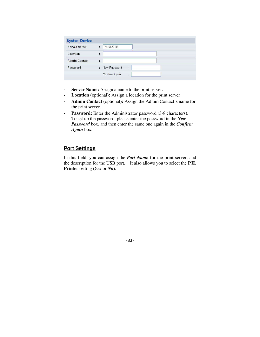 TRENDnet TE100-P21 manual Port Settings 