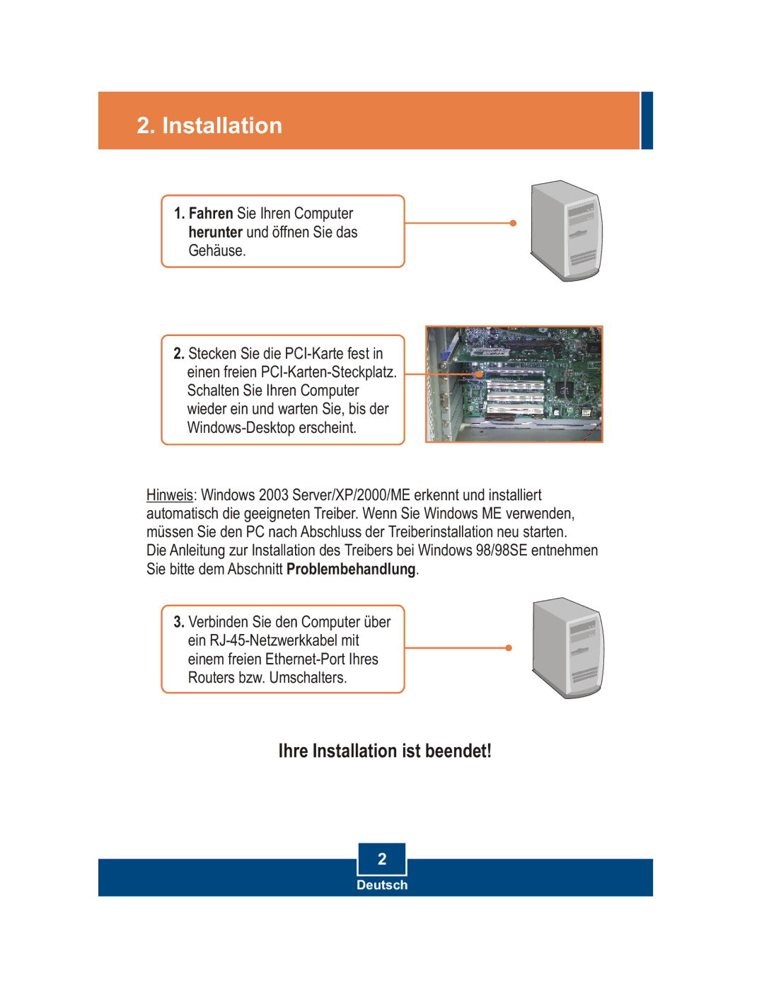 TRENDnet TE100-PCIWM, TE100-PCIWA manual Installation 