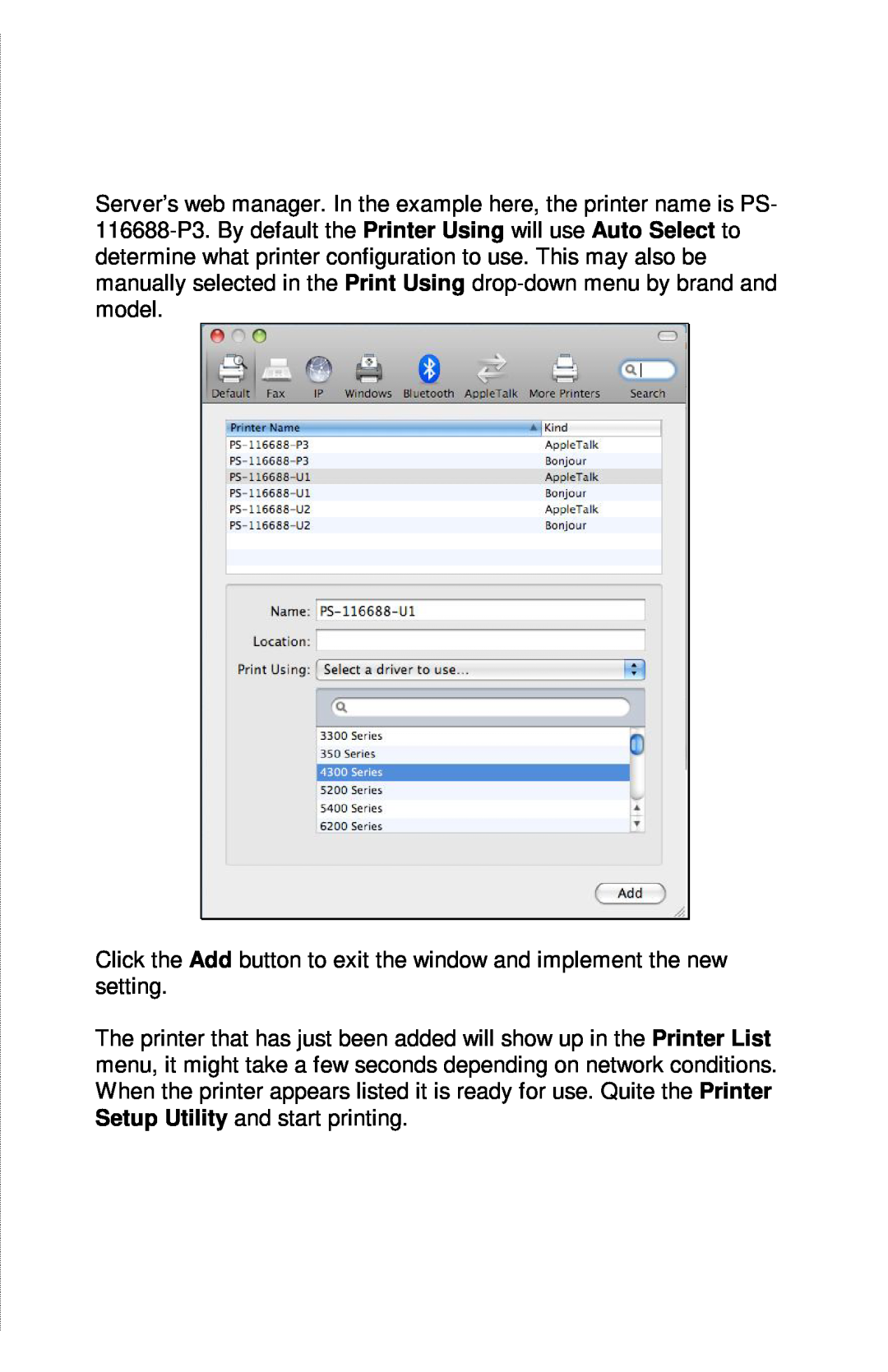 TRENDnet TE100-PIP manual Click the Add button to exit the window and implement the new setting 
