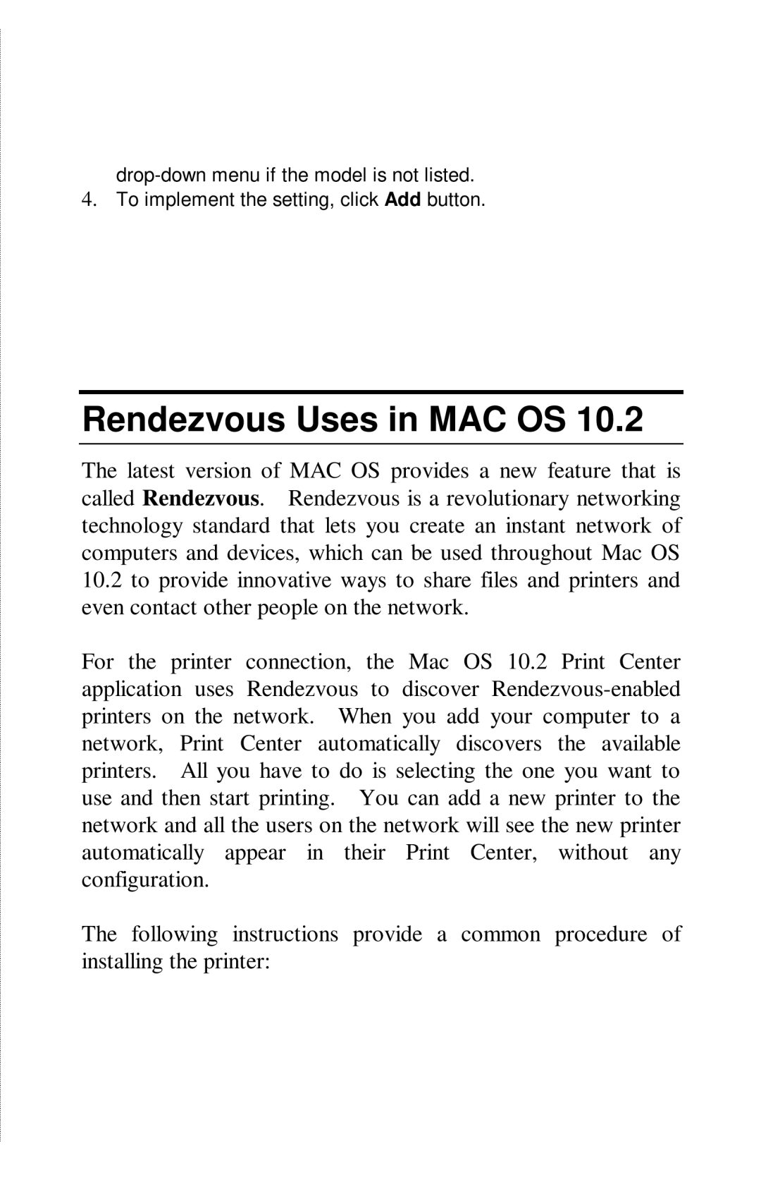 TRENDnet TE100-PIP manual Rendezvous Uses in MAC OS 