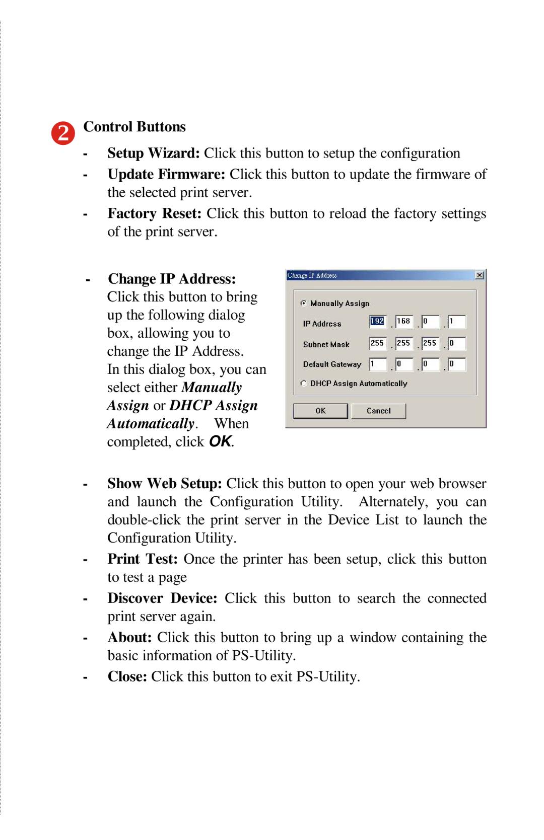 TRENDnet TE100-PIP manual Control Buttons 