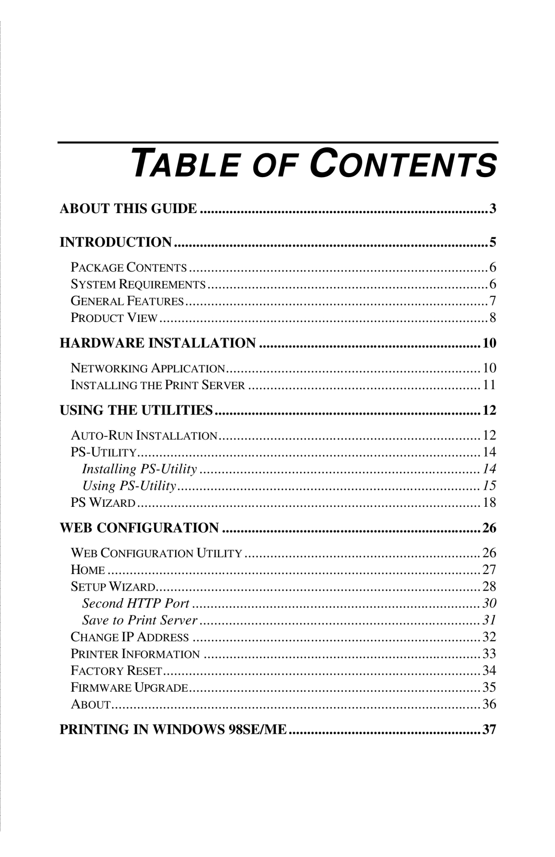 TRENDnet TE100-PIP manual Table of Contents 