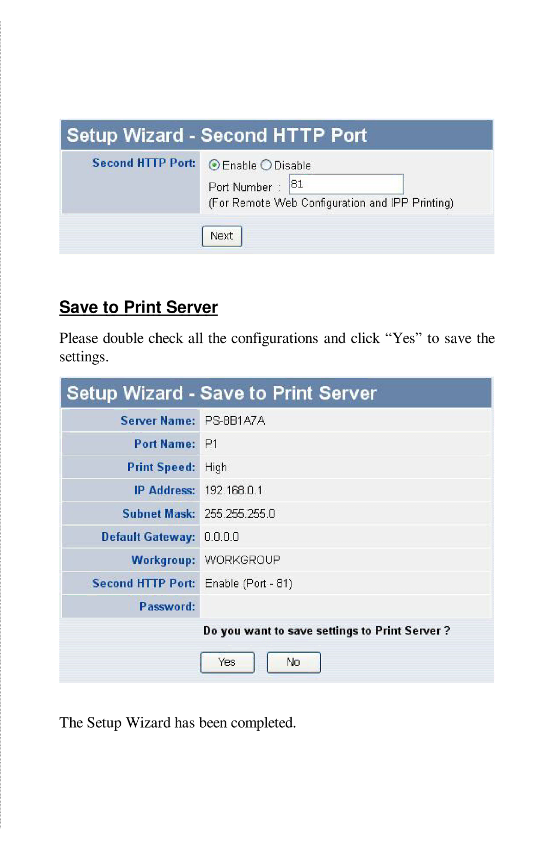 TRENDnet TE100-PIP manual Save to Print Server 