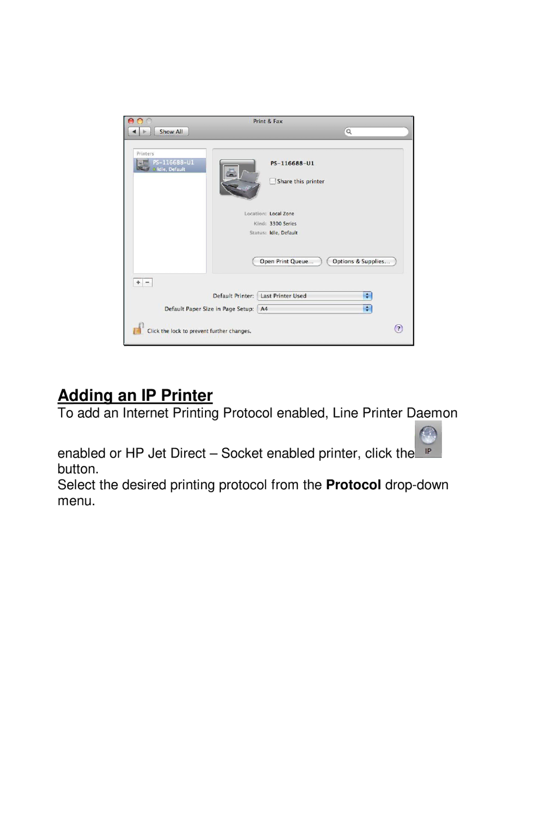 TRENDnet TE100-PIP manual Adding an IP Printer 