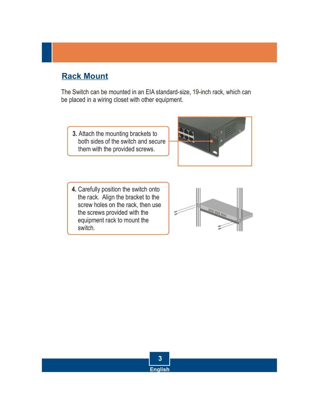 TRENDnet TE100-S24, TE100-S16 manual Rack Mount 