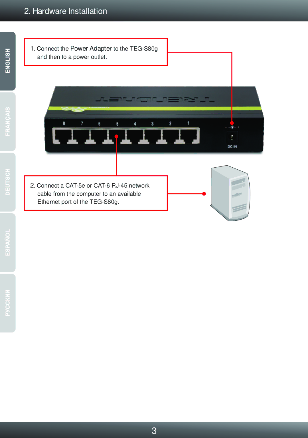 TRENDnet TE100S80g manual Hardware Installation 