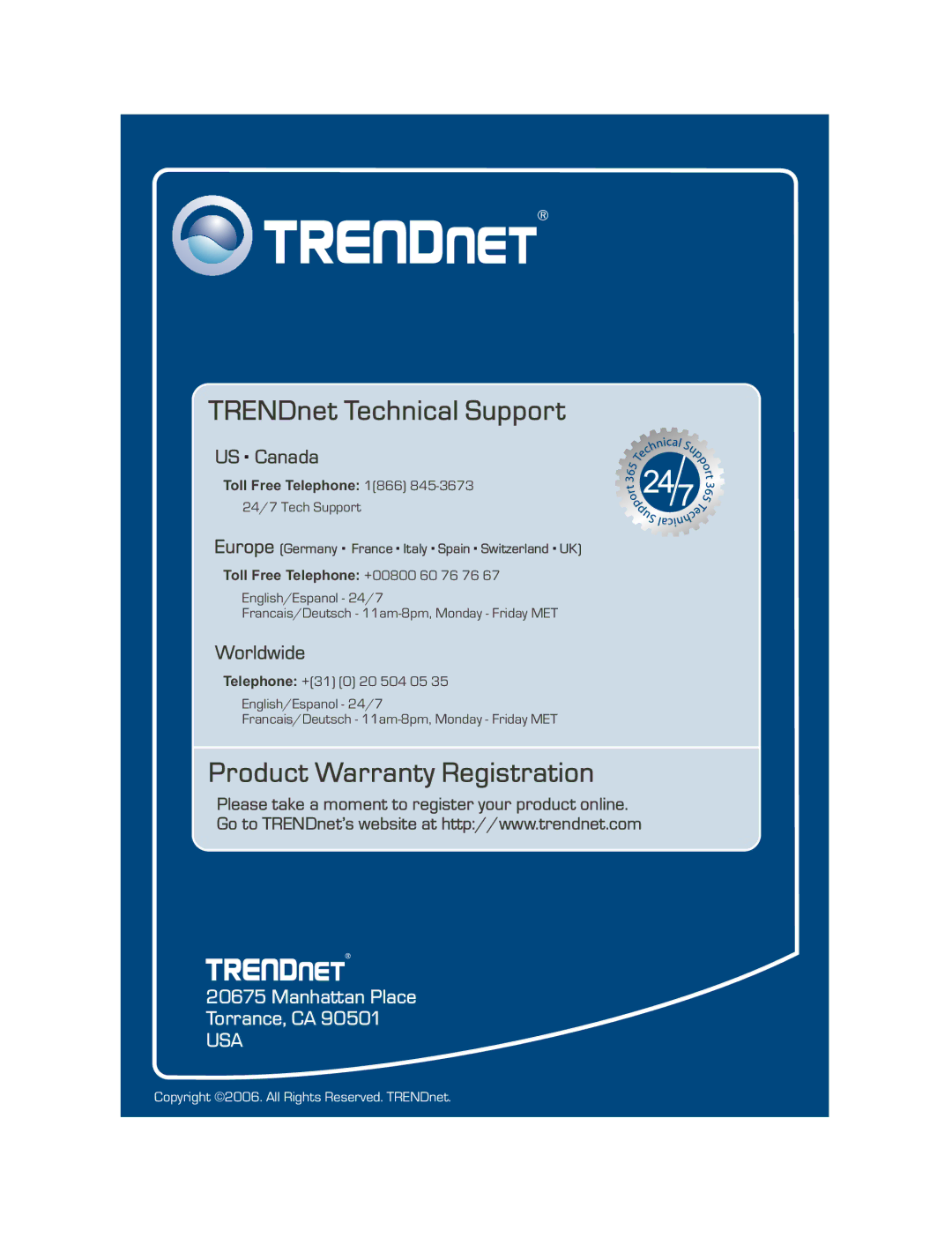 TRENDnet TEG-160WS manual Product Warranty Registration 