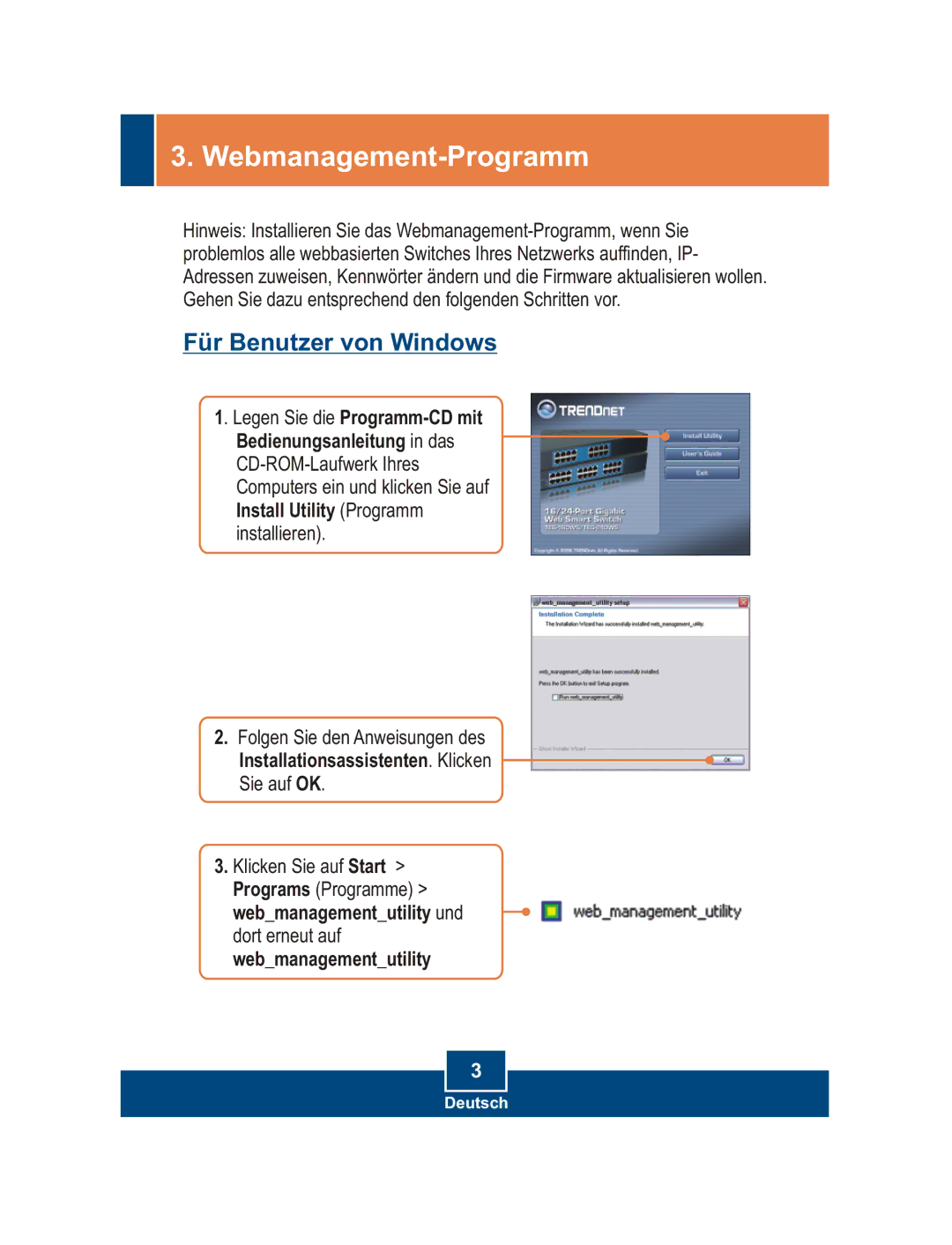 TRENDnet TEG-160WS manual Webmanagement-Programm, Für Benutzer von Windows 