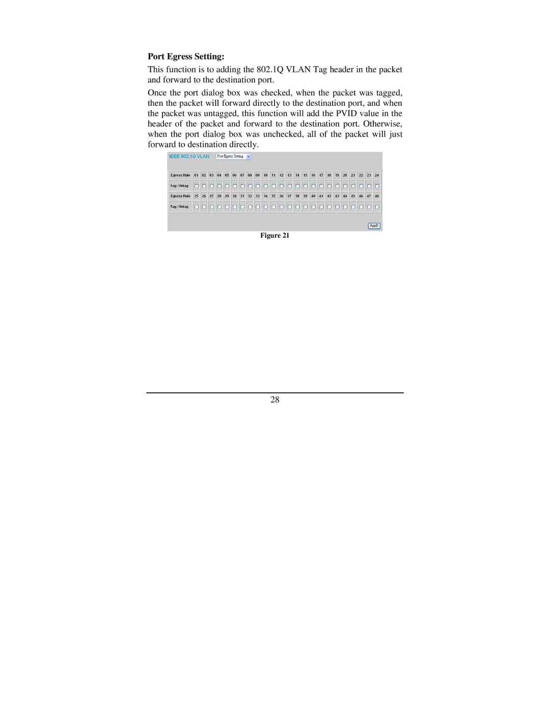 TRENDnet TEG-448WS manual Port Egress Setting 