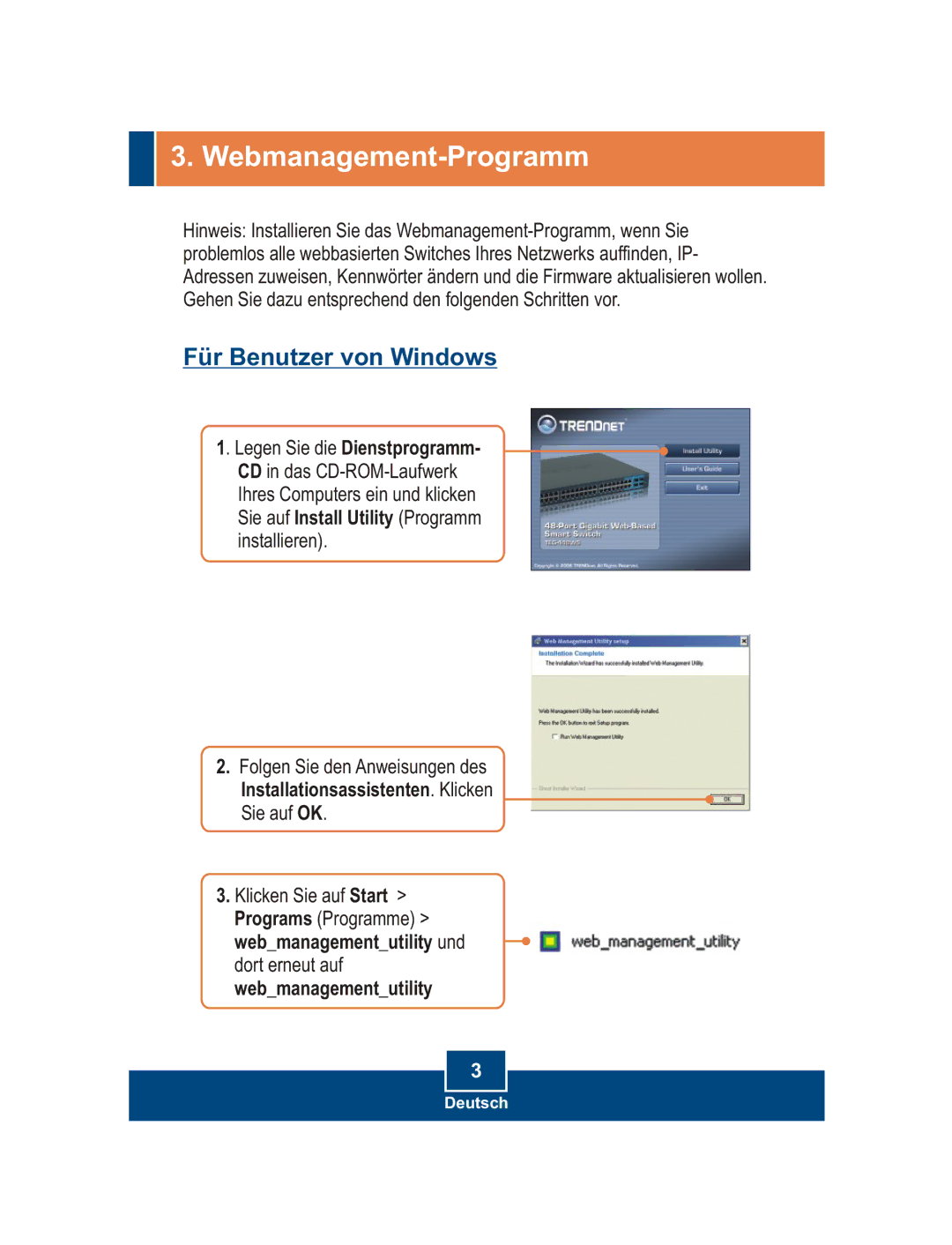 TRENDnet TEG-448WS manual Webmanagement-Programm, Für Benutzer von Windows 